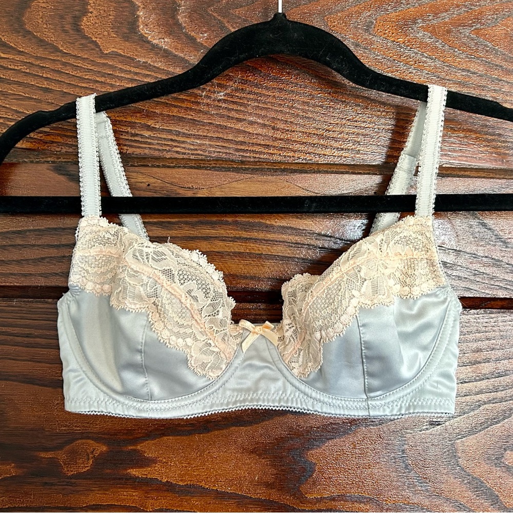 Blush Lingerie Lace Trim Light Blue Bra
